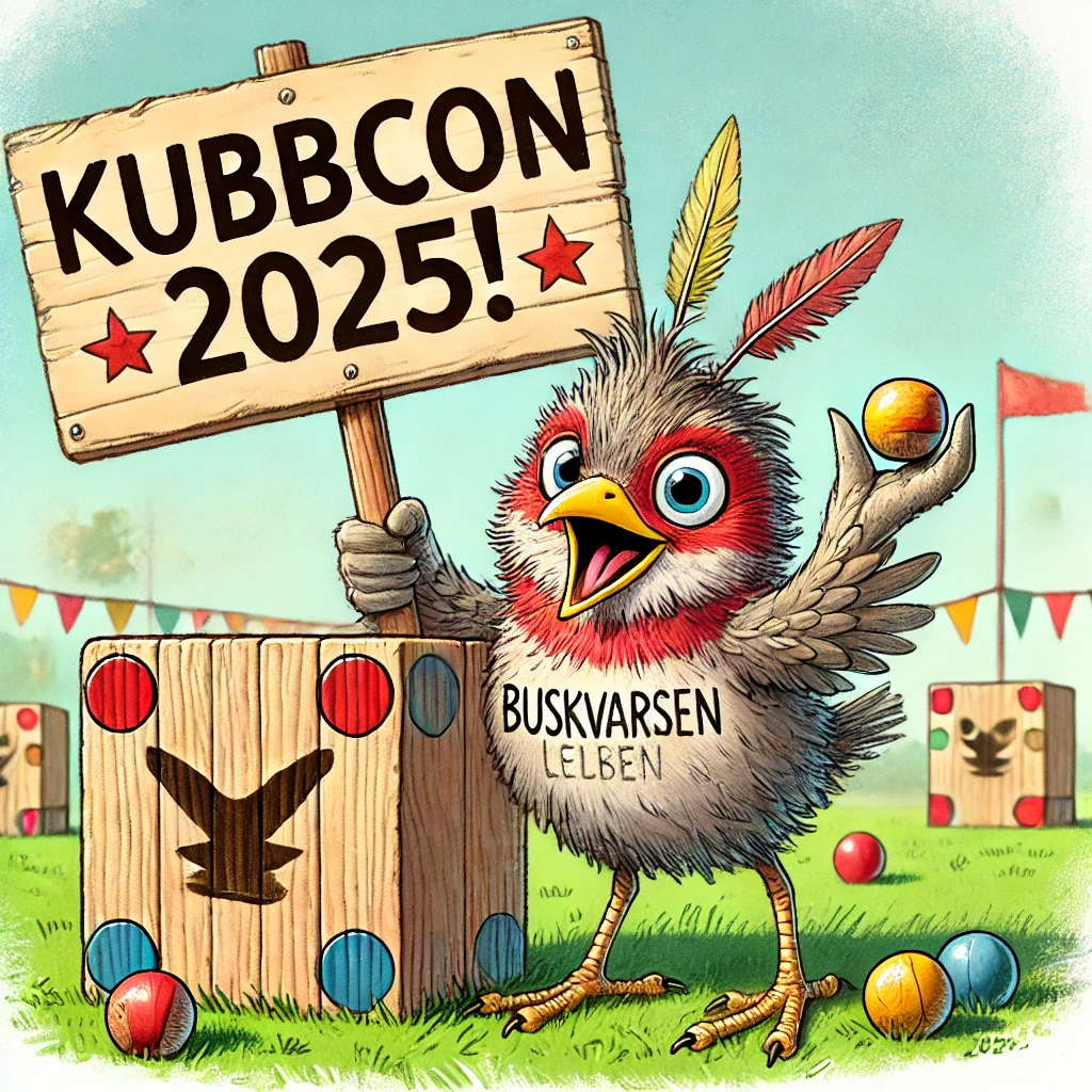 En buskvarsler med svettebånd på hodet og en kubbe i hånden